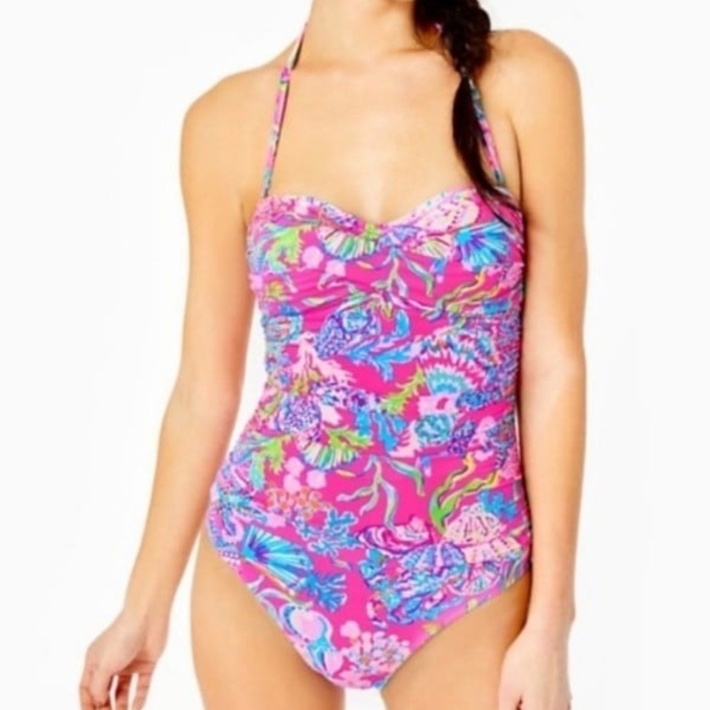 NWT! Lilly Pulitzer Pink and Blue The Flamingo One Piece Swimsuit FIRM PRICE